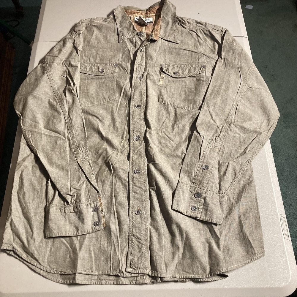 COLUMBIA BUTTON DOWN LONG SLEEVE BROWN Men's XL 100% Cotton Neutral Outdoors EUC